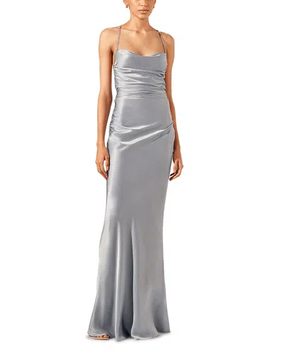 Shona Joy La Lune Lace Up Back Maxi Dress In Blue