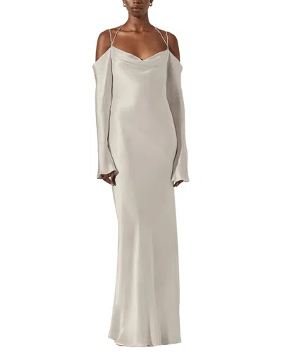 Shona Joy La Lune Off Shoulder Tie Maxi Dress In Neutral