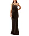 Shona Joy La Lune One Shoulder Cowl Back Gown In Brown