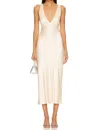 Shona Joy La Lune Plunged Cross Back Midi Dress In Cream In White