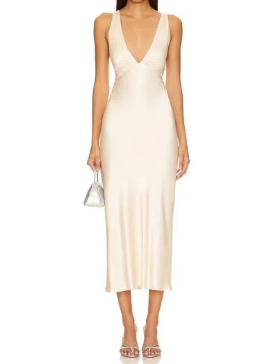 Shona Joy La Lune Plunged Cross Back Midi Dress In Cream In White