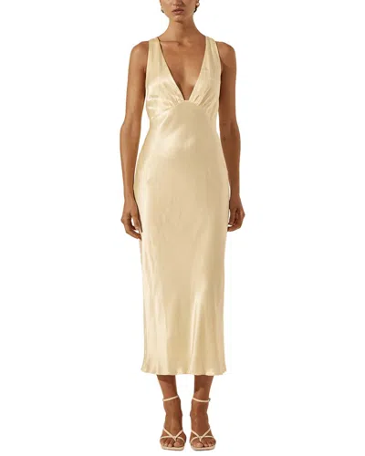 Shona Joy La Lune Plunged Cross Back Midi Dress In Lem-lemon