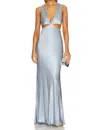 Shona Joy La Lune Plunged Cut Out Maxi Dress In Powder Blue In Blue