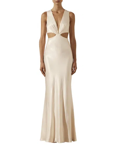 Shona Joy La Lune Plunged Cut Out Maxi Dress In White