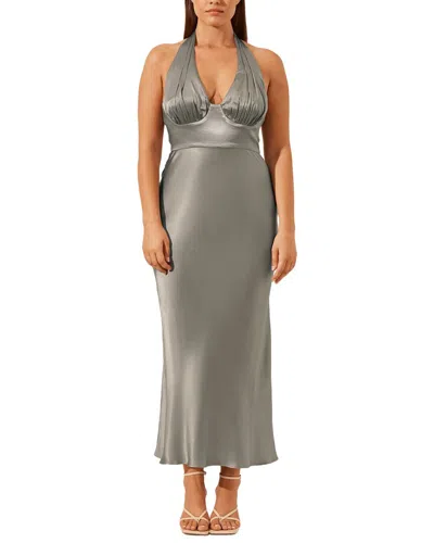 Shona Joy La Lune Plunged Halter Midi Dress In Gray