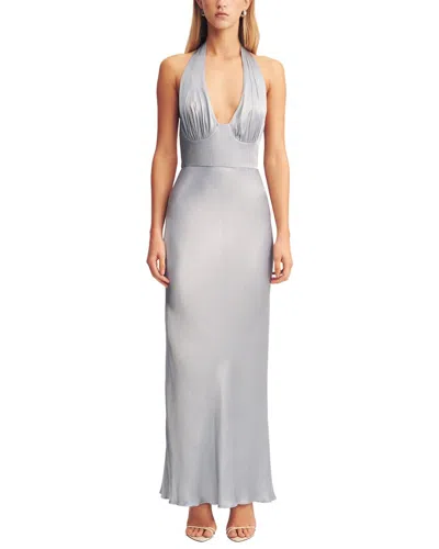 Shona Joy La Lune Plunged Halter Midi Dress In Silver