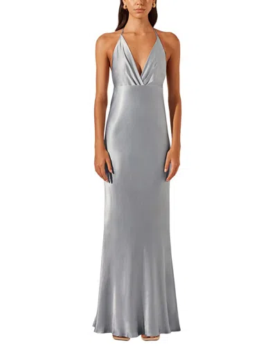 Shona Joy La Lune Plunged Open Back Halter Maxi Dress In Gray