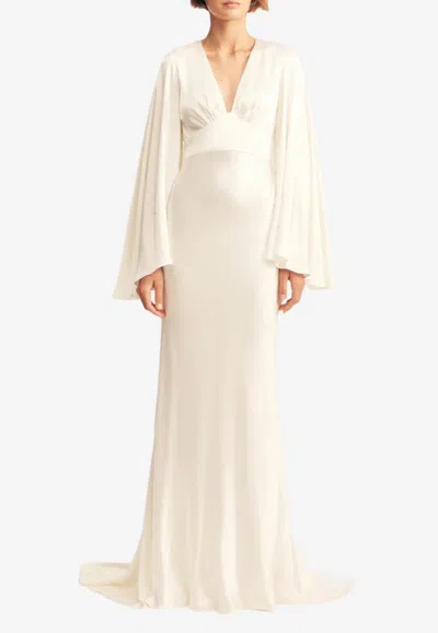 Shona Joy La Lune Plunging V-neck Gown In White