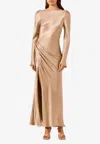 Shona Joy La Lune Side Split Maxi Dress In Gold