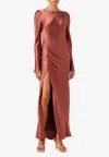 Shona Joy La Lune Side Split Maxi Dress In Terracotta