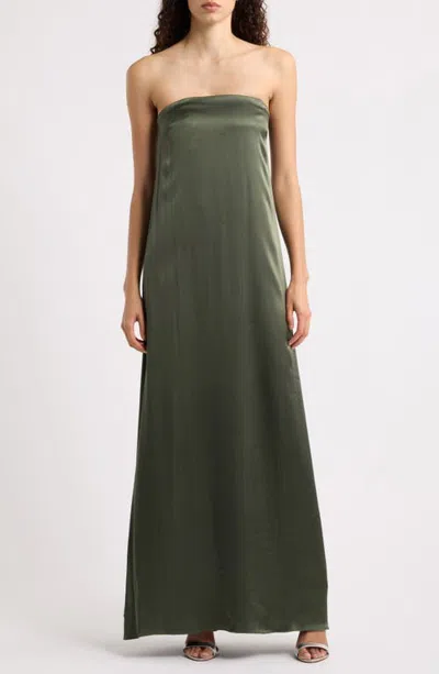 Shona Joy La Lune Strapless Satin Column Gown In Green