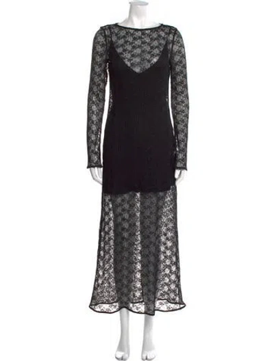 Pre-owned Shona Joy Lace Pattern Long Dress In Black