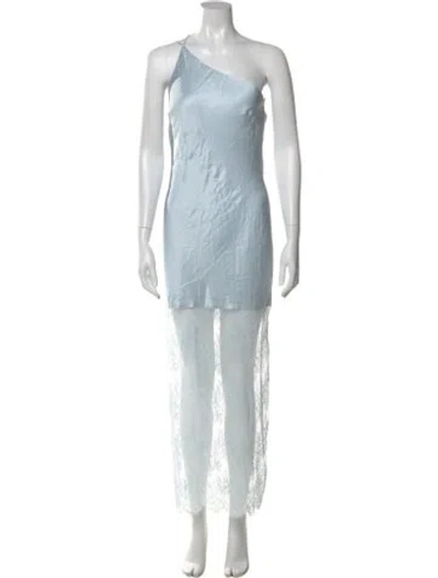 Pre-owned Shona Joy Lace Pattern Long Dress In Blue