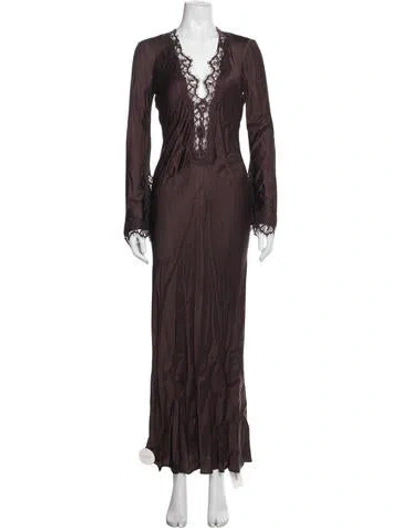 Pre-owned Shona Joy Lace Pattern Long Dress W/ Tags In Brown