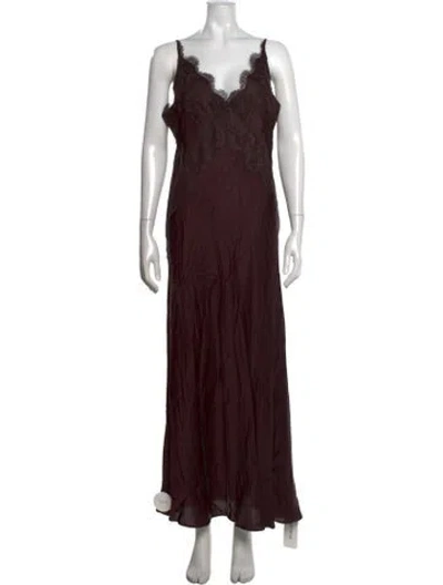 Pre-owned Shona Joy Lace Pattern Long Dress W/ Tags In Burgundy