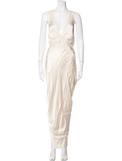 Pre-owned Shona Joy Lace Pattern Long Dress W/ Tags In Neutrals
