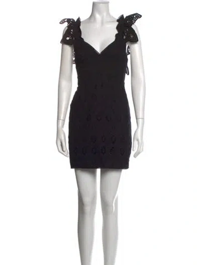 Pre-owned Shona Joy Lace Pattern Mini Dress In Black