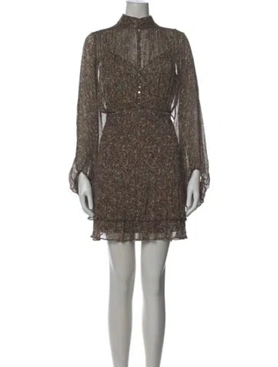 Pre-owned Shona Joy Lace Pattern Mini Dress In Brown