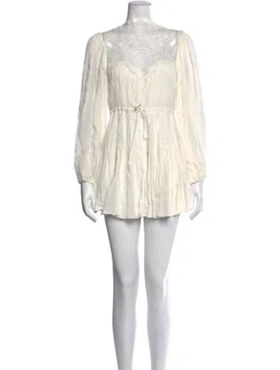 Pre-owned Shona Joy Lace Pattern Mini Dress In White