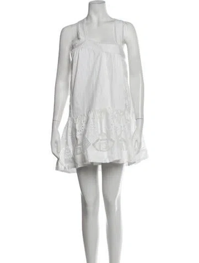 Pre-owned Shona Joy Lace Pattern Mini Dress In White