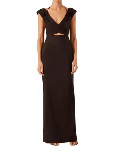 Shona Joy Lani Cross Front Ruched Maxi Dress In Black In Brown