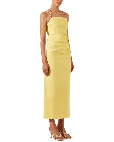Shona Joy Lani Draped Cross Back Midi Dress In Lem-lemon