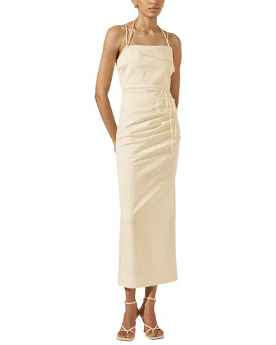 Shona Joy Lani Draped Cross Back Midi Dress In Neutral