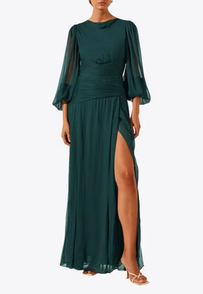 Shona Joy Layla Gathered Maxi Dress In Green