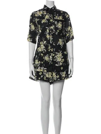 Pre-owned Shona Joy Linen Floral Print Short Set In Multicolor