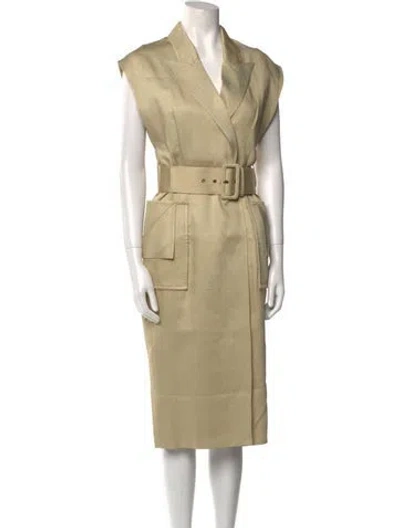 Pre-owned Shona Joy Linen Knee-length Dress In Neutral