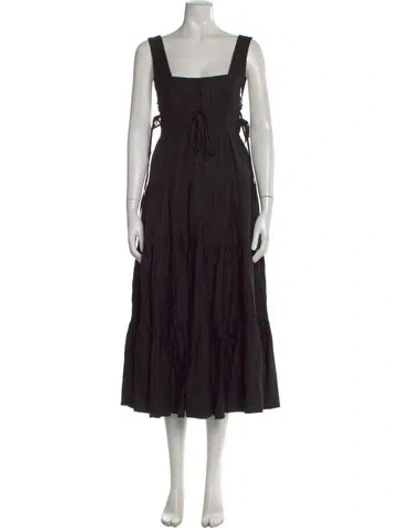 Pre-owned Shona Joy Linen Long Dress In Black