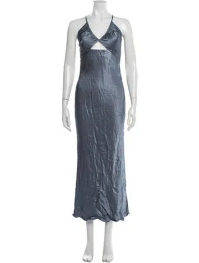 Pre-owned Shona Joy Linen Long Dress In Blue