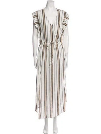 Pre-owned Shona Joy Linen Long Dress In Neutral