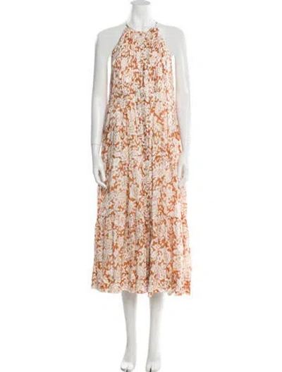 Pre-owned Shona Joy Linen Long Dress In Orange