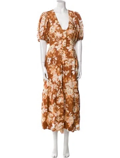 Pre-owned Shona Joy Linen Long Dress W/ Tags In Multi