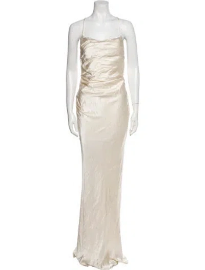 Pre-owned Shona Joy Linen Long Dress W/ Tags In Neutral