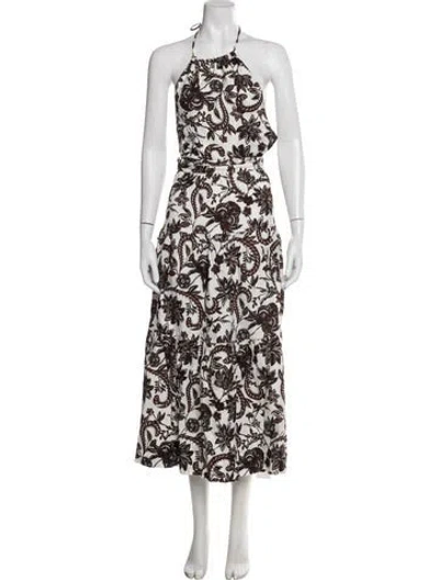 Pre-owned Shona Joy Linen Long Dress In White