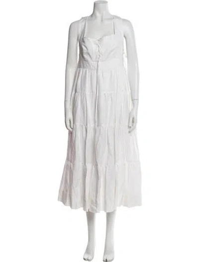 Pre-owned Shona Joy Linen Long Dress In White