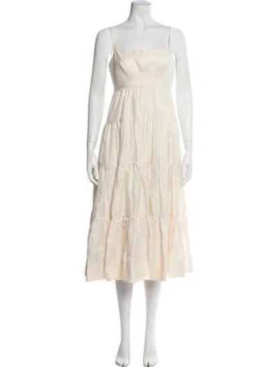 Pre-owned Shona Joy Linen Midi Length Dress In Neutral