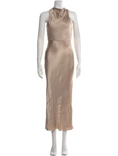 Pre-owned Shona Joy Linen Midi Length Dress In Neutral