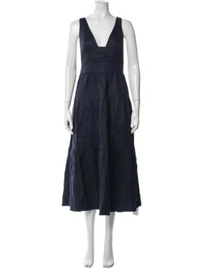 Pre-owned Shona Joy Linen Midi Length Dress W/ Tags In Blue