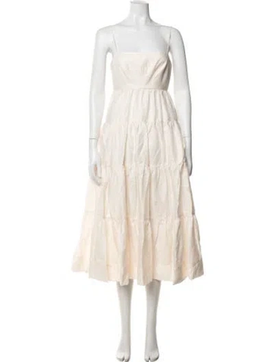 Pre-owned Shona Joy Linen Midi Length Dress W/ Tags In Neutrals