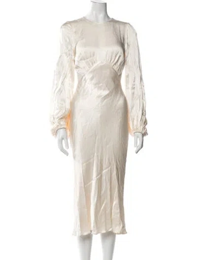 Pre-owned Shona Joy Linen Midi Length Dress In White