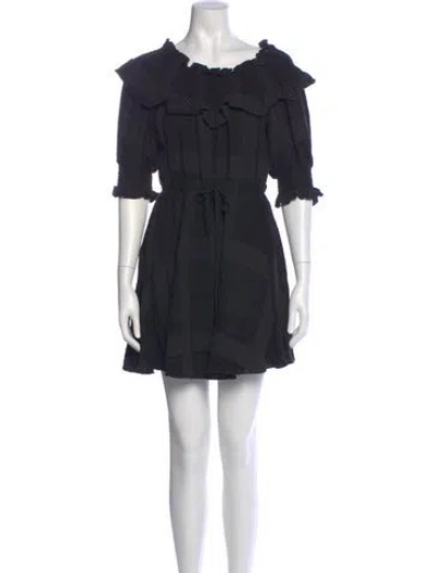 Pre-owned Shona Joy Linen Mini Dress In Black