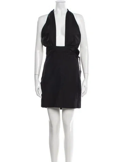 Pre-owned Shona Joy Linen Mini Dress In Black