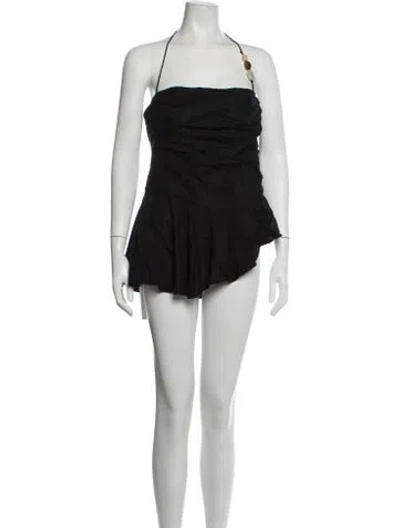 Pre-owned Shona Joy Linen Mini Dress In Black