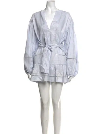 Pre-owned Shona Joy Linen Mini Dress In Blue