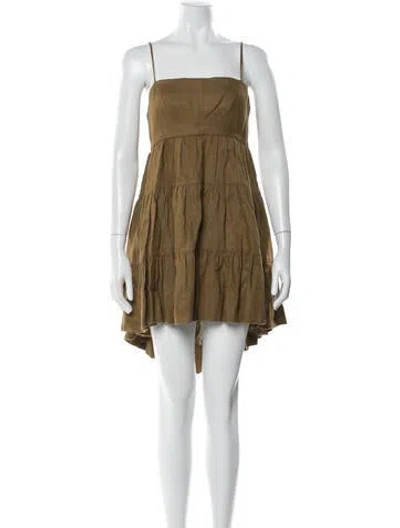 Pre-owned Shona Joy Linen Mini Dress In Green