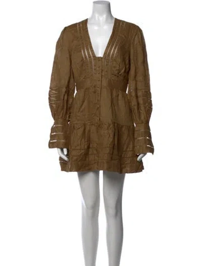 Pre-owned Shona Joy Linen Mini Dress In Green