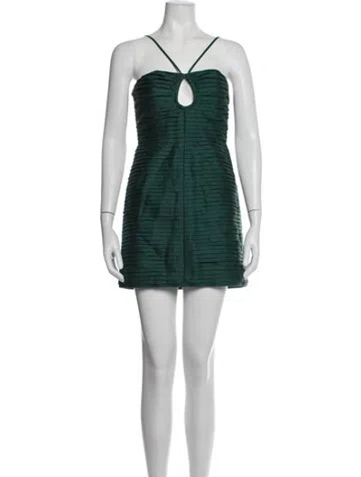 Pre-owned Shona Joy Linen Mini Dress In Green
